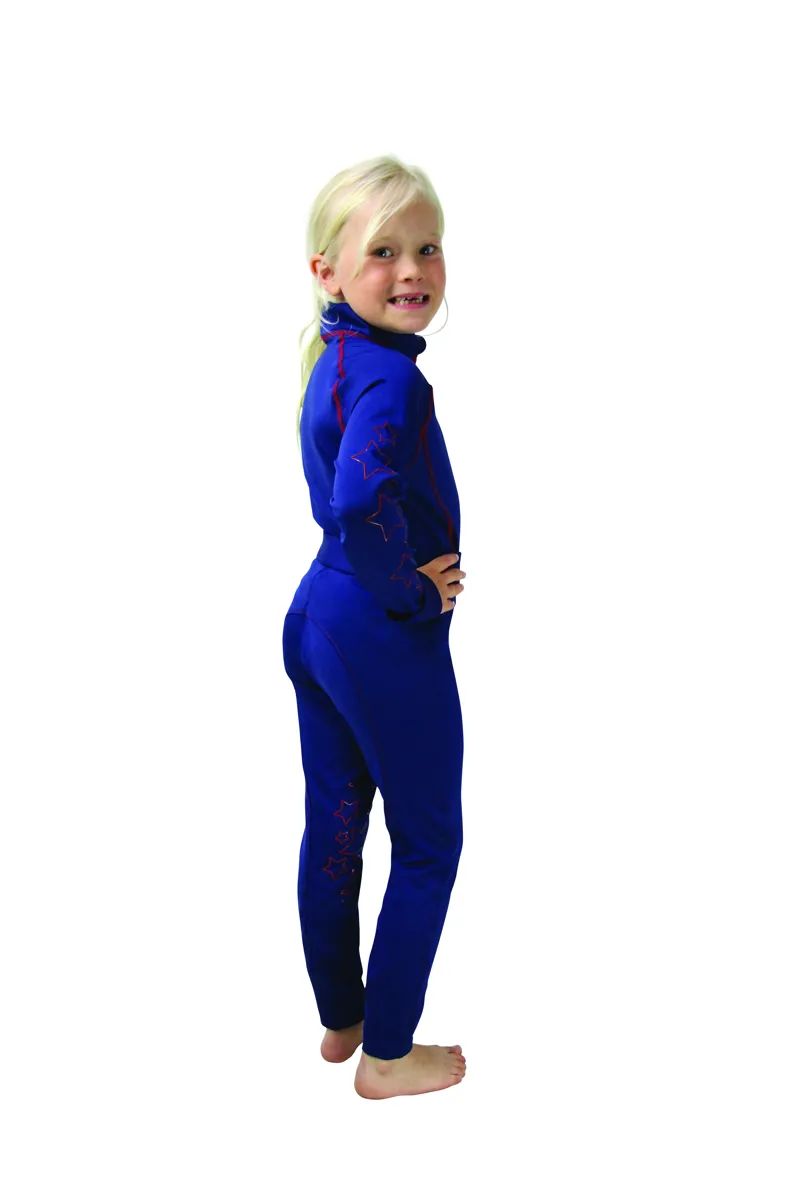 Hy Equestrian Stella Children's Riding Tights - Navy/Red-1